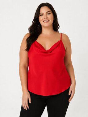 Cato Red Cowl Neck Sleeveless Cami Tank Top 22/24W Plus Size NWT